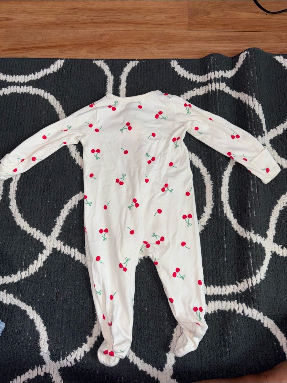Baby Cherry Print White Footed One-Piece - Picture 2 of 2